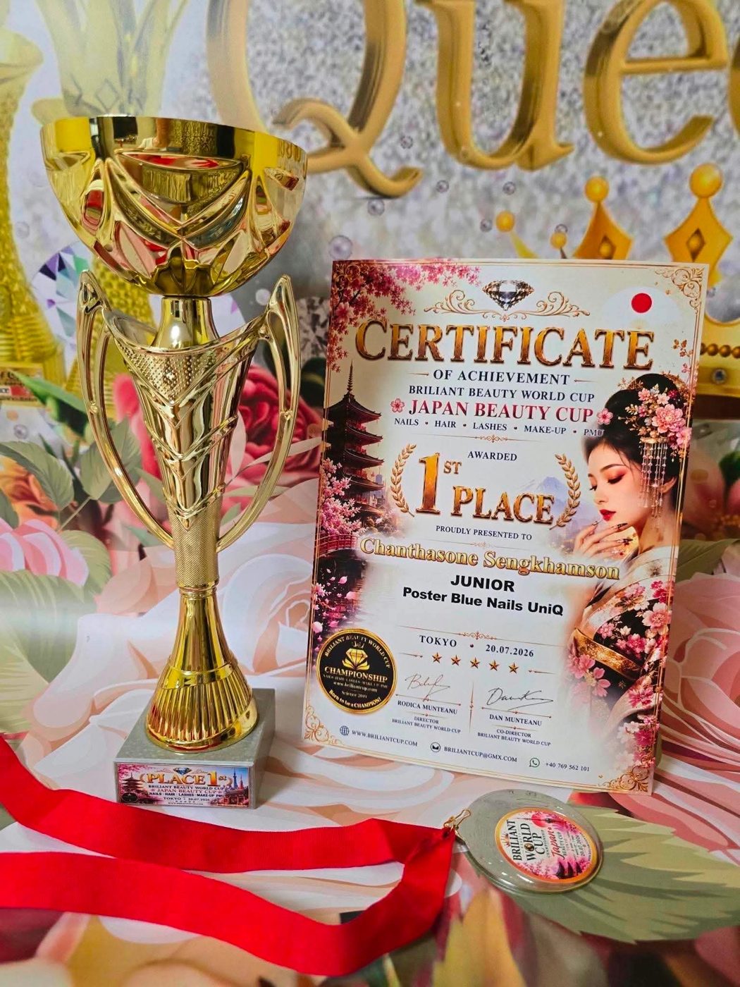 Pokal, medalje og diplom: 1. plads, Japan Beauty Cup 2026